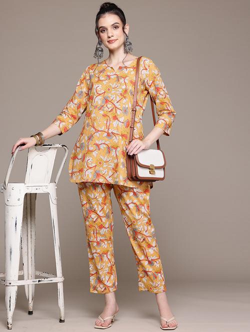 women printed three quarter sleeve ethnic co-ord set - 22058590 - Very Small Image - 1