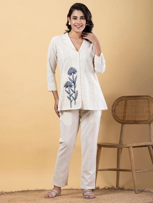 off white cotton blend coord set - 22058643 - Very Small Image - 1