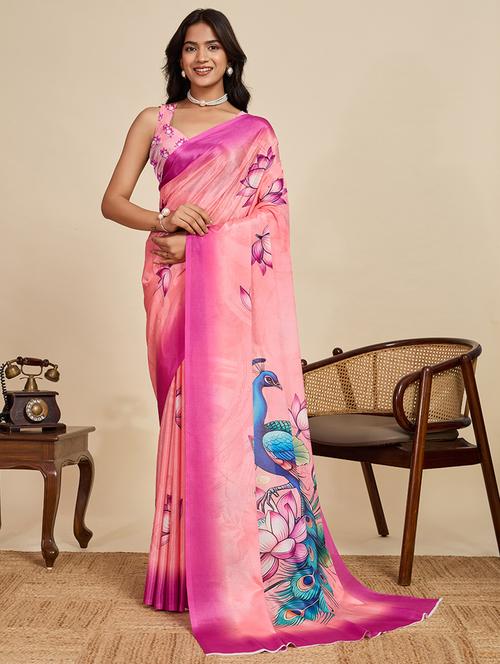 women floral printed saree with blouse - 22058779 - Very Small Image - 1