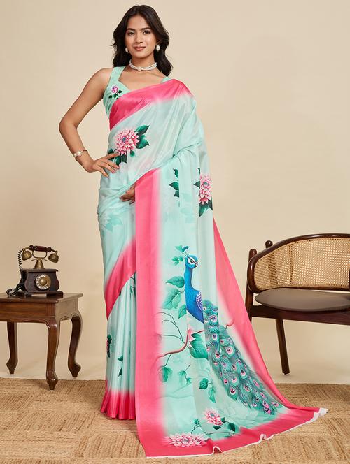 women floral printed saree with blouse - 22058781 - Very Small Image - 1