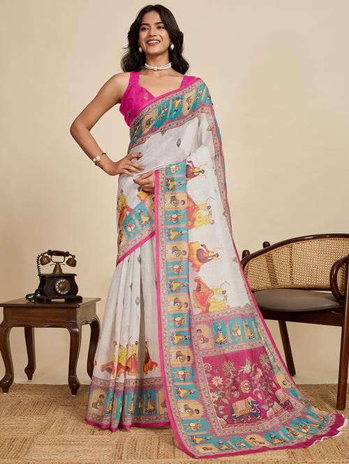 women printed casual wear saree with blouse - 22058786 - Very Small Image - 1