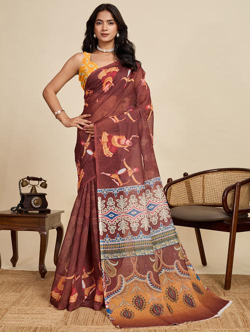 women printed casual wear saree with blouse - 22058789 - Very Small Image - 1