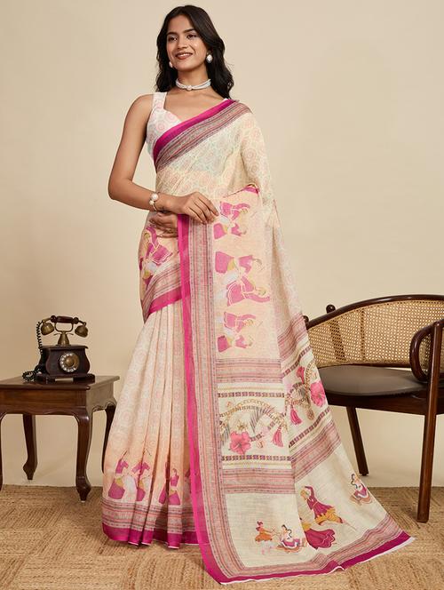 women printed casual wear saree with blouse - 22058790 - Very Small Image - 1