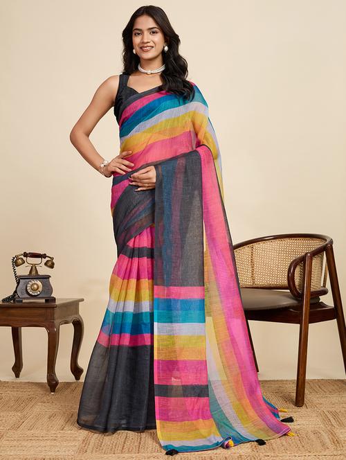 women printed casual wear saree with blouse - 22058791 - Very Small Image - 1