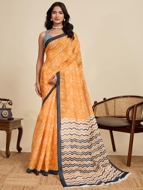 women printed casual wear saree with blouse - 22058792 - Very Small Image - 1