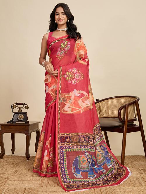 women printed casual wear saree with blouse - 22058793 - Very Small Image - 1