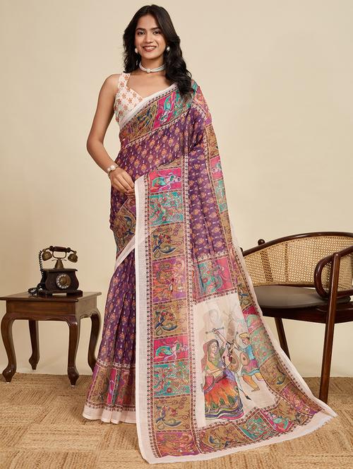 women printed casual wear saree with blouse - 22058795 - Very Small Image - 1