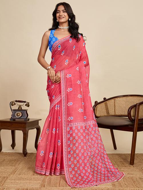 women printed casual wear saree with blouse - 22058796 - Very Small Image - 1