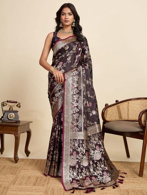 women self design banarasi saree with blouse - 22058807 - Very Small Image - 1
