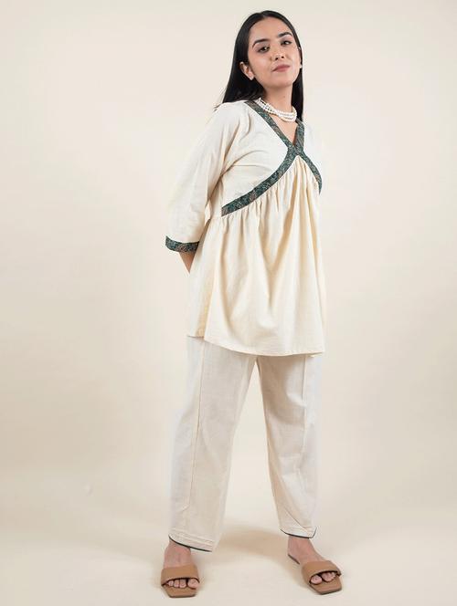 women solid three quarter sleeve ethnic co-ord set - 22058894 - Very Small Image - 1