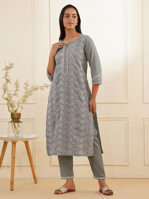 women three quarter sleeve kurta pant set - 22059242 - Very Small Image - 1