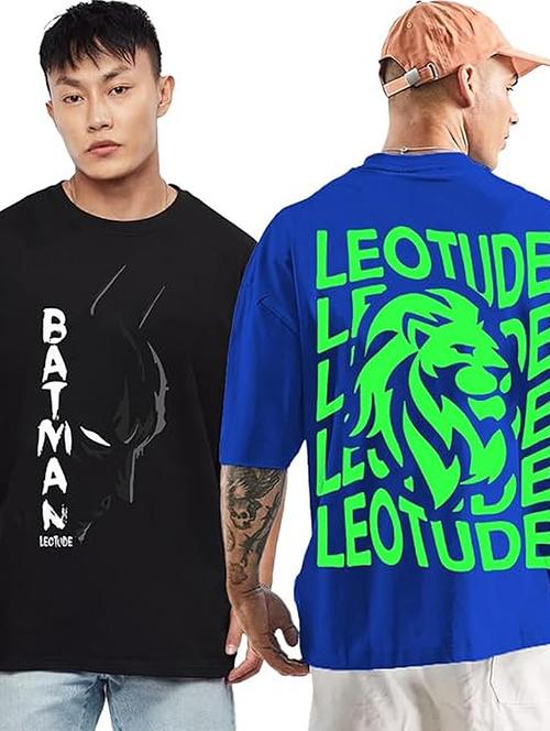 men pack of 2 printed short sleeve oversized fit t-shirt - 22059358 - Very Small Image - 1