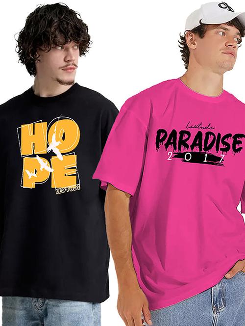 men pack of 2 printed short sleeve oversized fit t-shirt - 22059362 - Very Small Image - 1