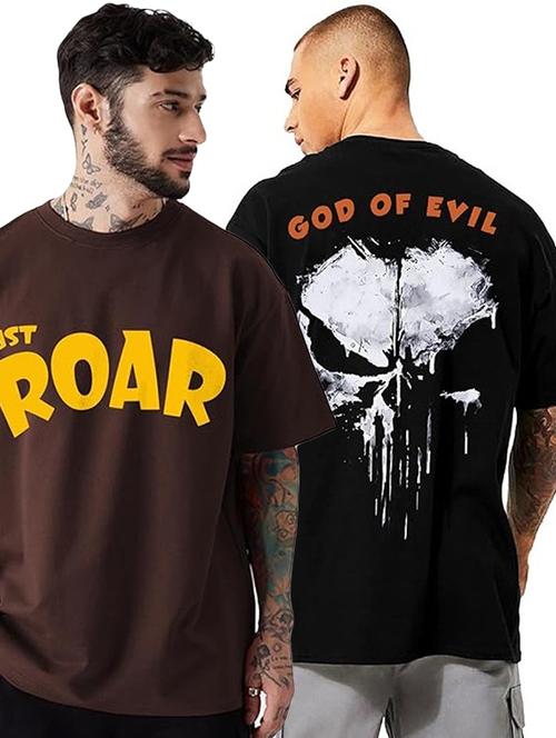 men pack of 2 printed short sleeve oversized fit t-shirt - 22059366 - Very Small Image - 1