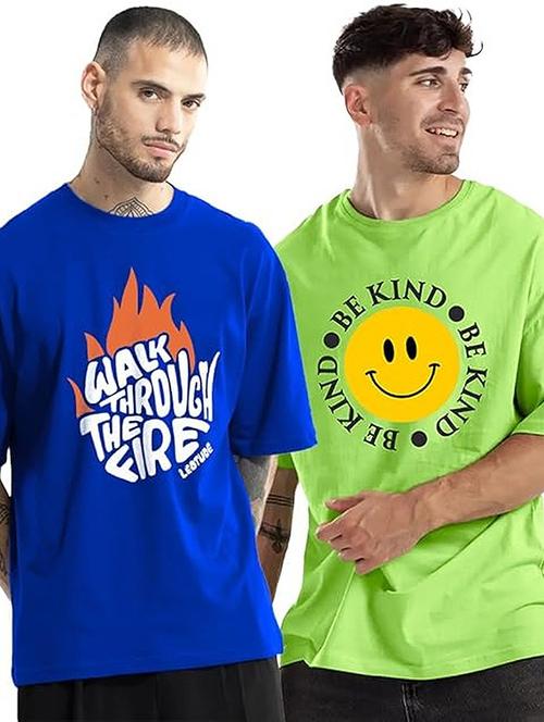 men pack of 2 printed short sleeve oversized fit t-shirt - 22059376 - Very Small Image - 1