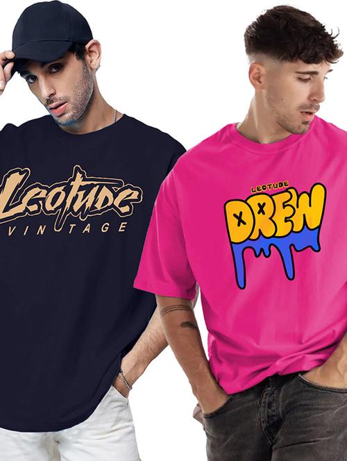 men pack of 2 printed short sleeve oversized fit t-shirt - 22059393 - Very Small Image - 1