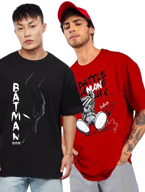 men pack of 2 printed short sleeve oversized fit t-shirt - 22059415 - Very Small Image - 1