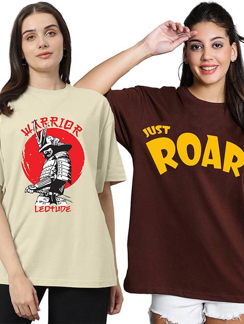 women pack of 2 printed short sleeve oversized t-shirt - 22059604 - Very Small Image - 1