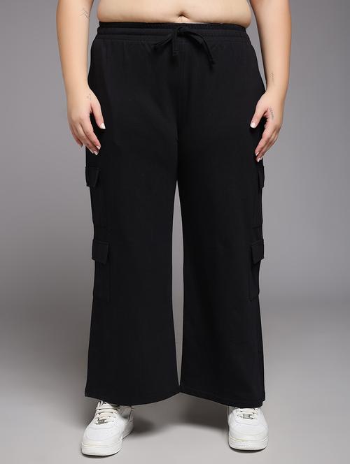 women plus size solid mid rise cargo - 22060104 - Very Small Image - 1