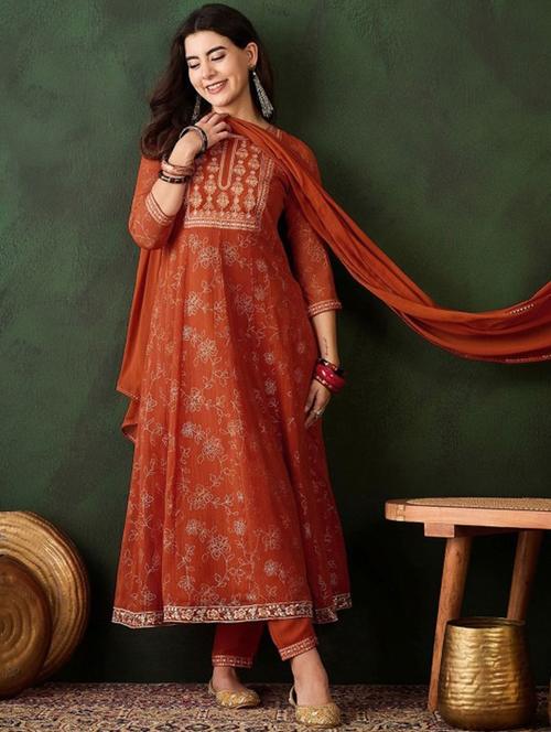 women three quarter sleeve kurta pant with dupatta set - 22060207 - Very Small Image - 1