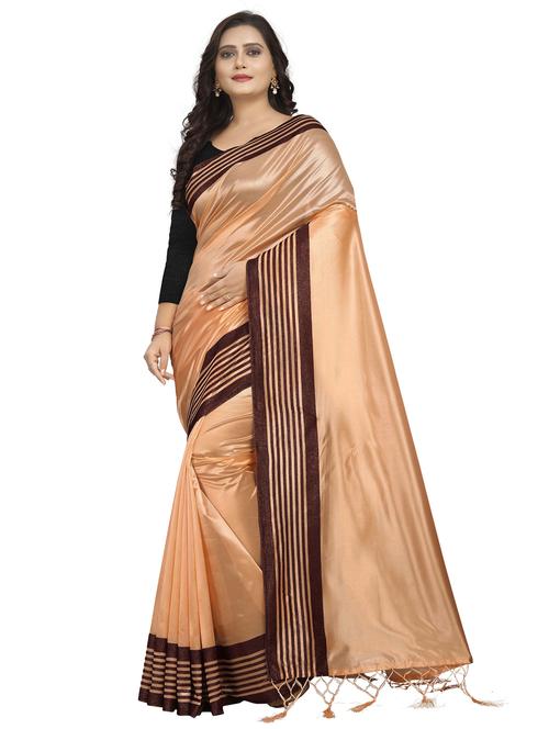 women solid with bordered saree with blouse - 22060487 - Very Small Image - 1