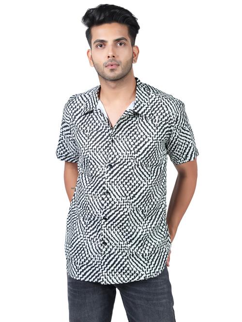 men printed collared short sleeve regular fit shirt - 22061024 - Very Small Image - 1