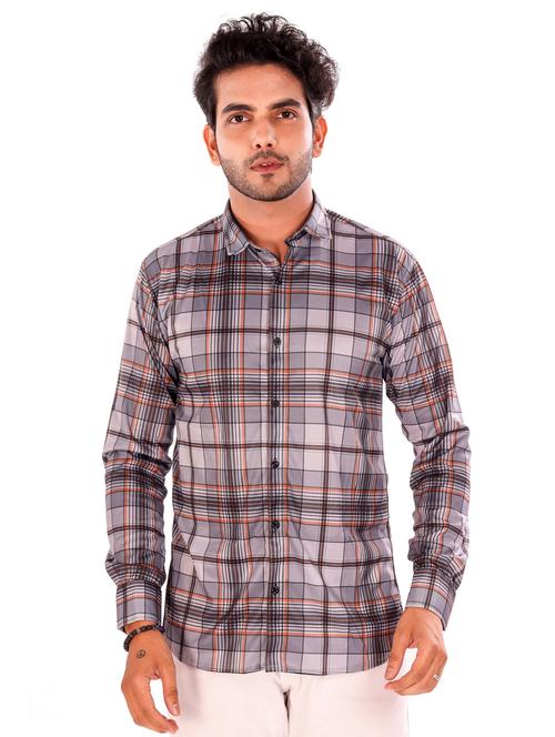men checkered collared long sleeve regular fit shirt - 22061270 - Very Small Image - 1