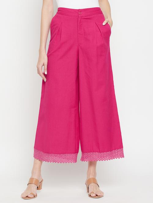 women solid mid rise flared palazzo - 22061337 - Very Small Image - 1