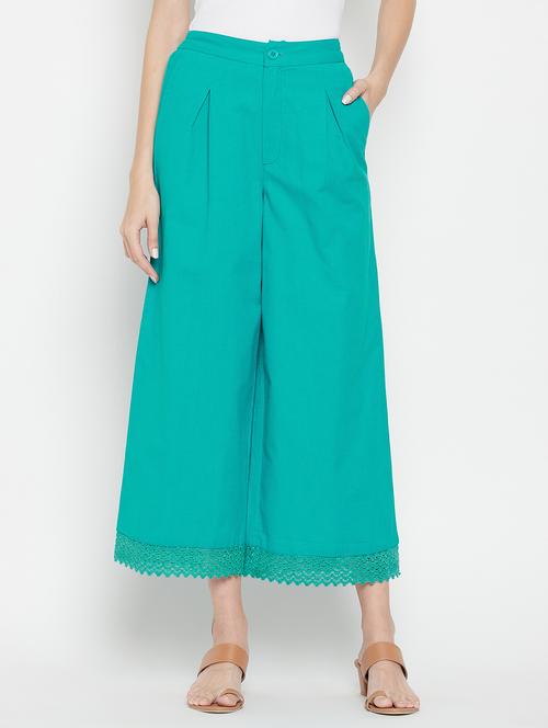 women solid mid rise flared palazzo - 22061338 - Very Small Image - 1