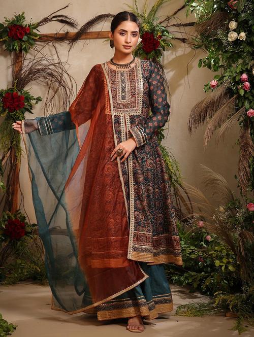women printed long sleeve kurta sharara with dupatta set - 22061452 - Very Small Image - 1
