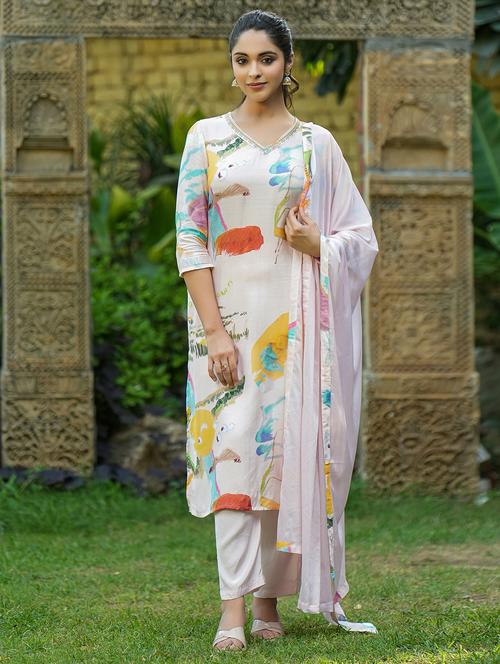 women three quarter sleeve kurta pant with dupatta set - 22061477 - Very Small Image - 1