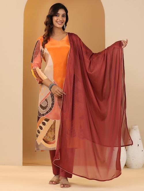 women three quarter sleeve kurta pant with dupatta set - 22061483 - Very Small Image - 1