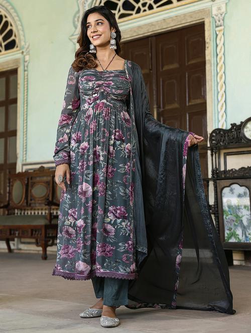 women floral long sleeve kurta pant with dupatta set - 22061487 - Very Small Image - 1