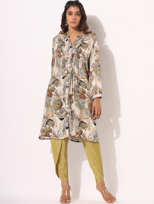 women floral printed long sleeve dhoti kurta set - 22061509 - Very Small Image - 1