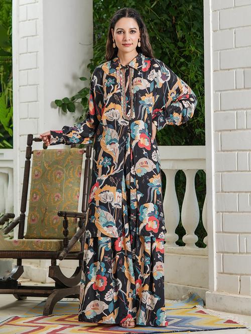 women floral printed long sleeve ethnic co-ord set - 22061517 - Very Small Image - 1