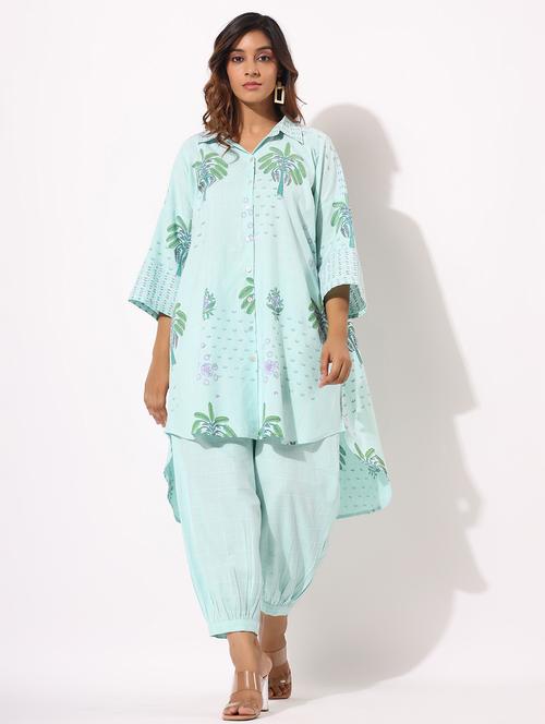 women printed three quarter sleeve ethnic co-ord set - 22061545 - Very Small Image - 1