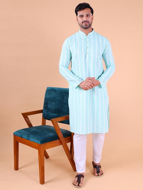 men mandarin neck kurta pyjama ethnic wear set - 22061841 - Very Small Image - 1