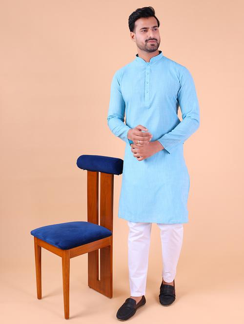 men mandarin neck kurta pyjama ethnic wear set - 22061848 - Very Small Image - 1