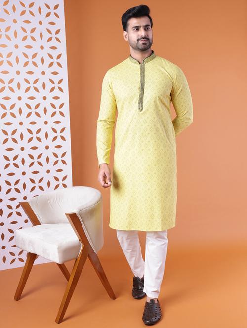 men mandarin neck kurta pyjama ethnic wear set - 22061858 - Very Small Image - 1