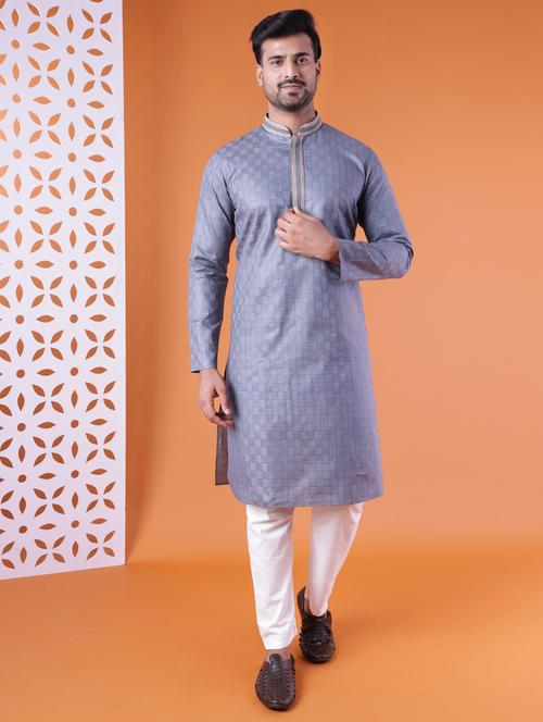men mandarin neck kurta pyjama ethnic wear set - 22061879 - Very Small Image - 1