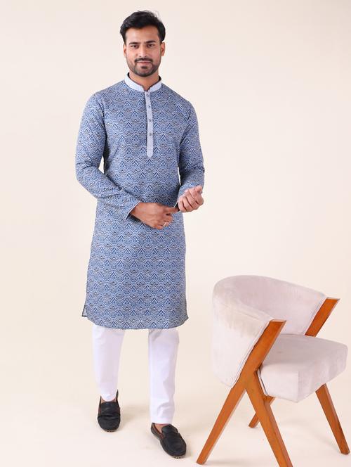 men mandarin neck kurta pyjama ethnic wear set - 22061915 - Very Small Image - 1