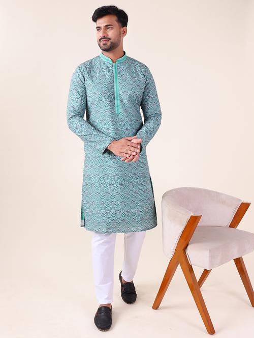 men mandarin neck kurta pyjama ethnic wear set - 22061916 - Very Small Image - 1