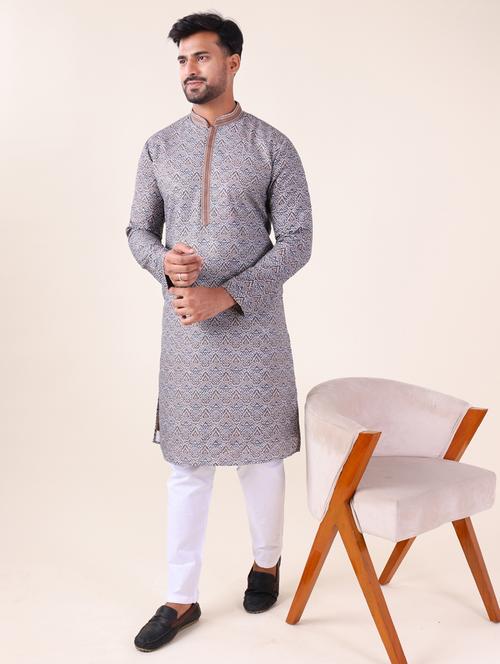 men mandarin neck kurta pyjama ethnic wear set - 22061917 - Very Small Image - 1