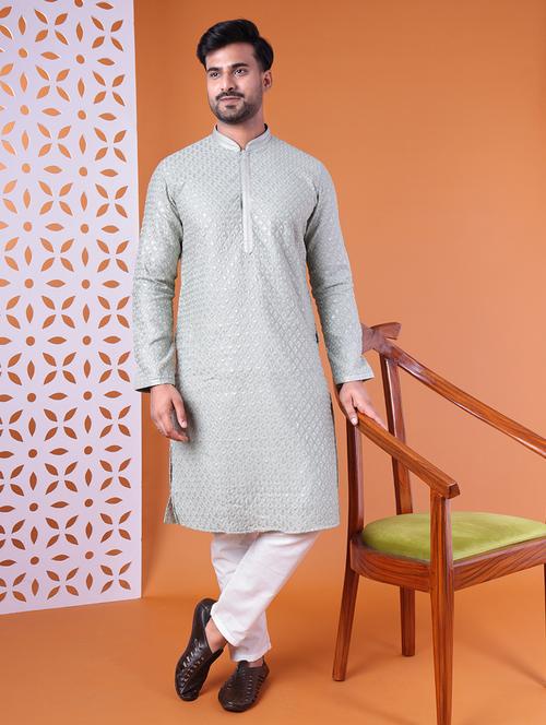 men mandarin neck kurta pyjama ethnic wear set - 22061919 - Very Small Image - 1