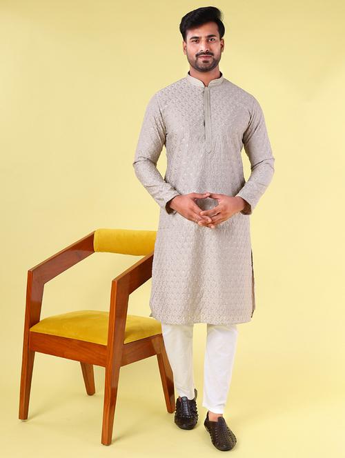 men mandarin neck kurta pyjama ethnic wear set - 22061920 - Very Small Image - 1