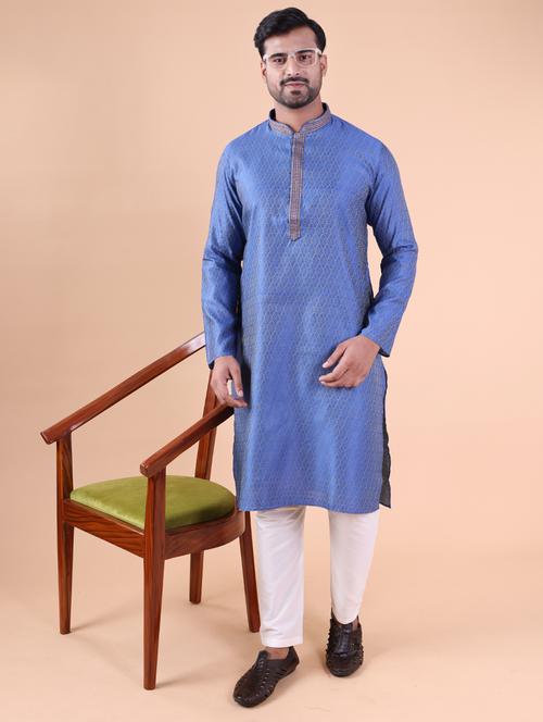 men mandarin neck kurta pyjama ethnic wear set - 22061965 - Very Small Image - 1