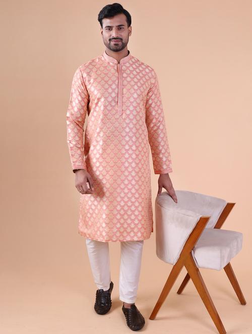 men mandarin neck kurta pyjama ethnic wear set - 22061990 - Very Small Image - 1