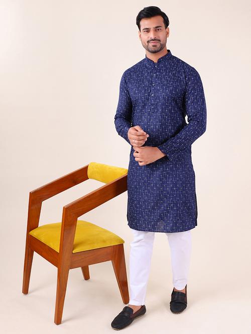 men mandarin neck kurta pyjama ethnic wear set - 22061991 - Very Small Image - 1