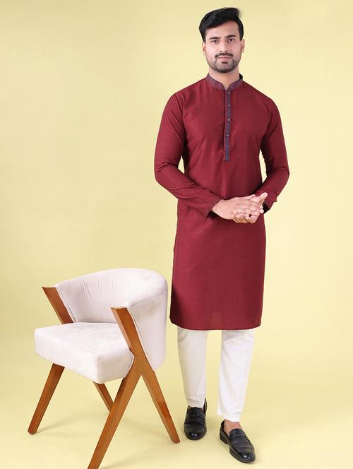 men mandarin neck kurta pyjama ethnic wear set - 22061994 - Very Small Image - 1