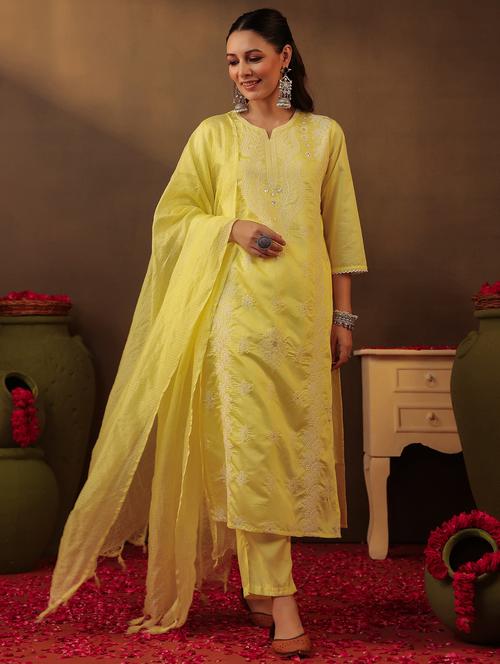 women three quarter sleeve kurta pant with dupatta set - 22062046 - Very Small Image - 1